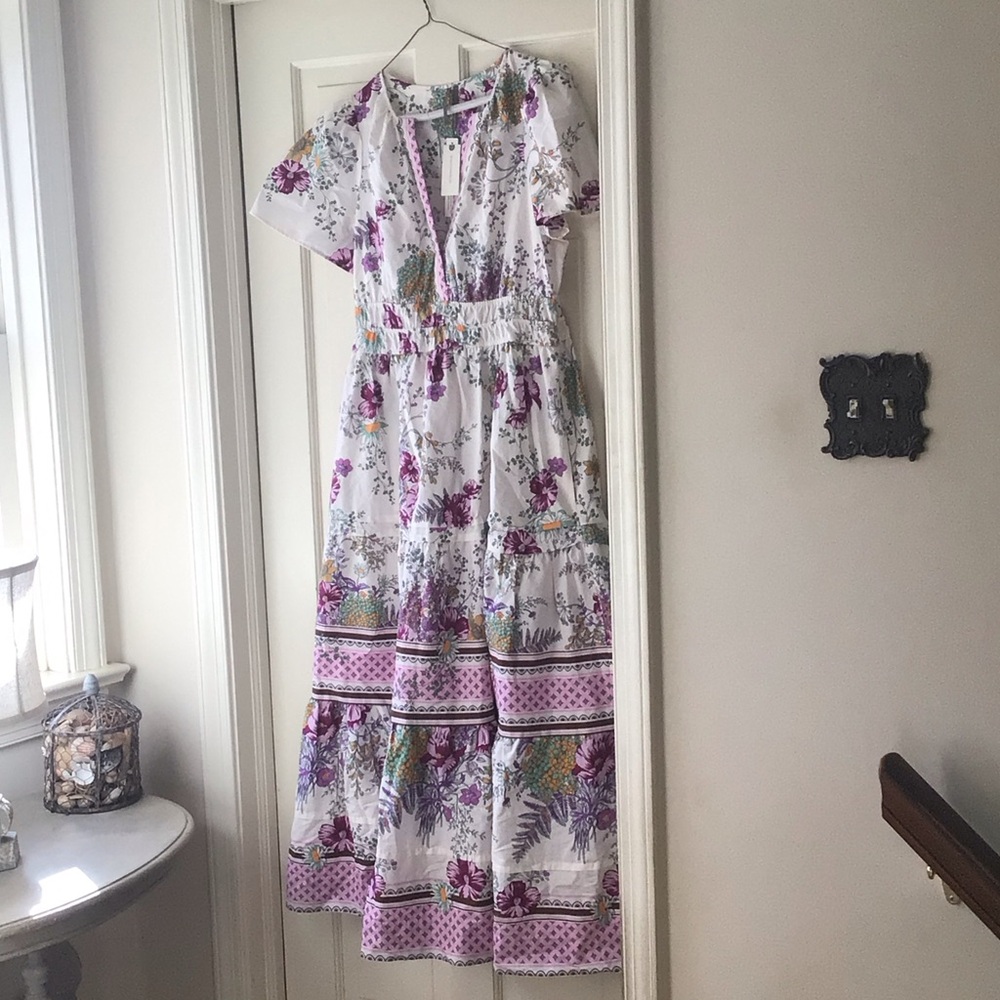 Anthropologie Floral Dress with Purple and Orange